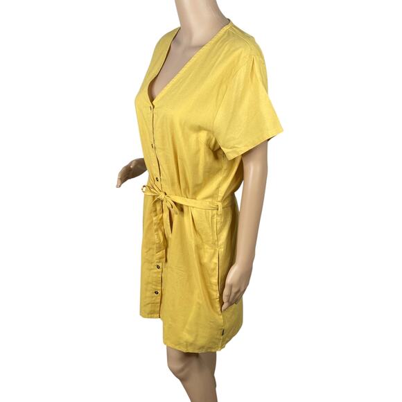 RVCA Landed Mustard Yellow Belted Button Down Dress SZ XL - Picture 6 of 10